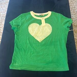Stylish Green Tee with Heart Design